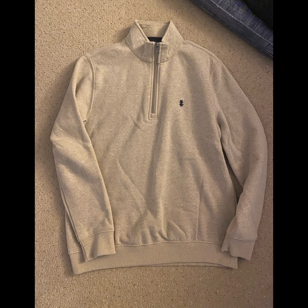 Izod Quarterzip Mens Small Beige